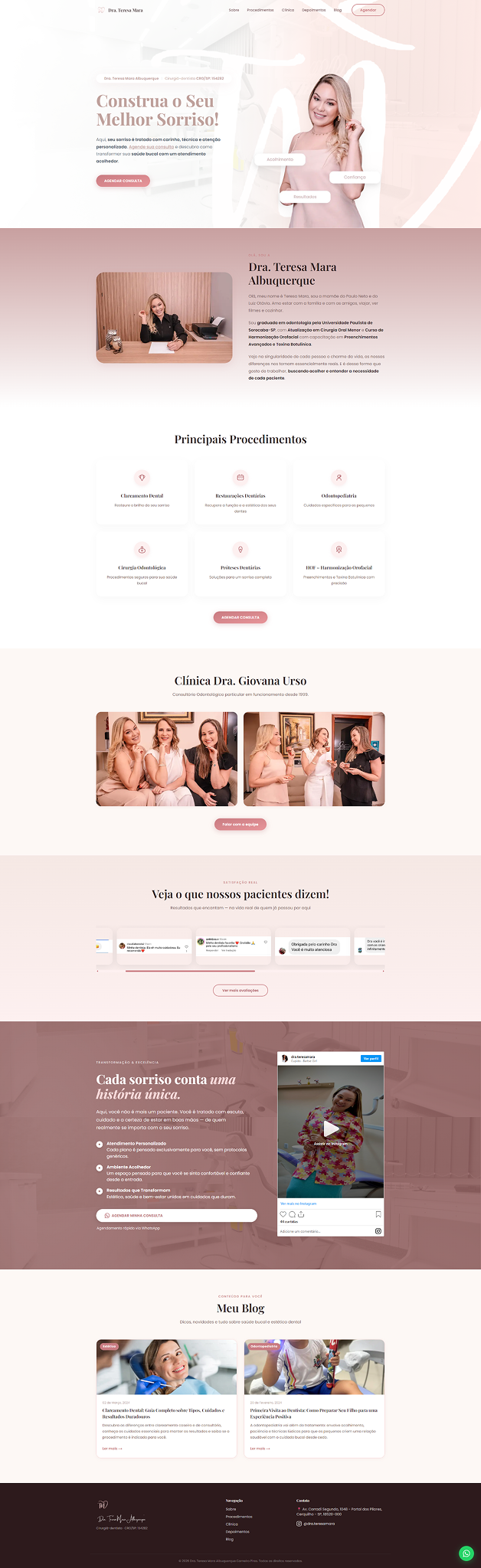 Print do site Dra. Mara Tereza